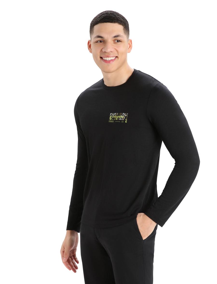 Long Sleeve Icebreaker Merino Tech Lite II T-Shirt Summit Tread Homme Noir | FR 1237QMAZ